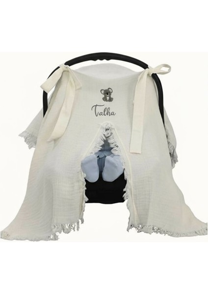 Koala Desenli Isme Özel 6 Parça Yenidoğan Set %100 Pamuk Tulum Battaniye Şapka Yastık Puset Örtüsü