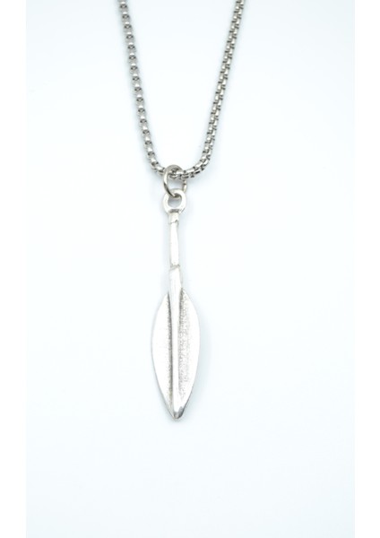 Mızrak Ucu Gümüş Kaplama Örme Zincir Kolye