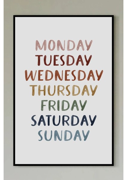 Ingilizce Günler - Harfler - Sayılar Yazılı Eğitici Okul Çocuk Odası Temalı Dekoratif Mdf Tablo fırsatları