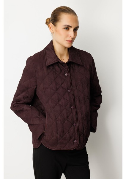 Kadın Dokulu Çıtçıtlı Mont 6501 Bordo fiyatları