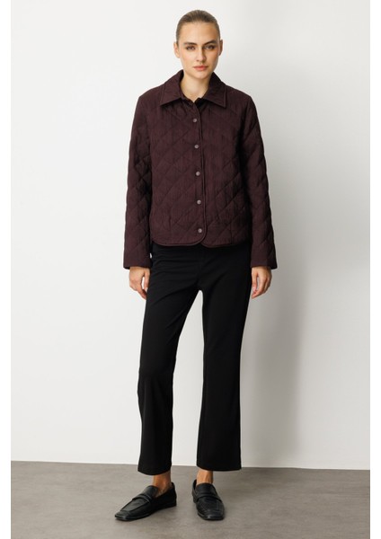 Kadın Dokulu Çıtçıtlı Mont 6501 Bordo modelleri