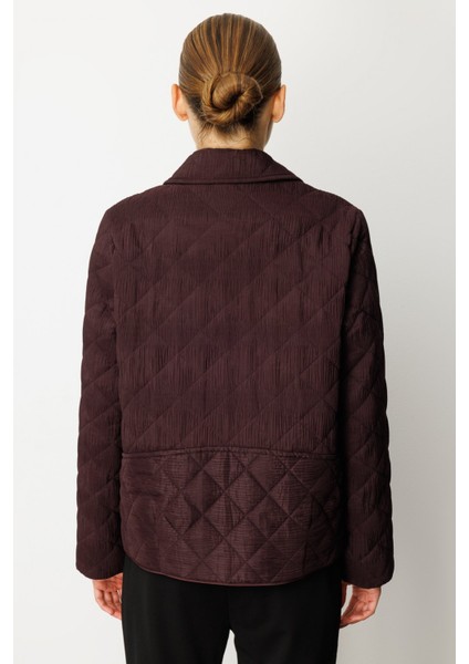 Kadın Dokulu Çıtçıtlı Mont 6501 Bordo fırsatları