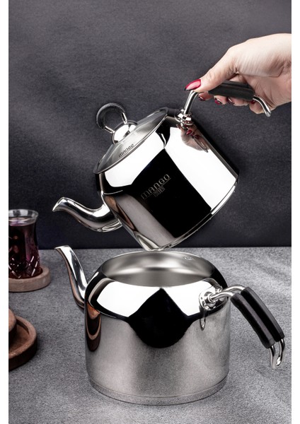 Mango Kitchen - Mini Boy 18/10 Paslanmaz Çelik 0,8-1.75 Lt. Çaydanlık Takımı