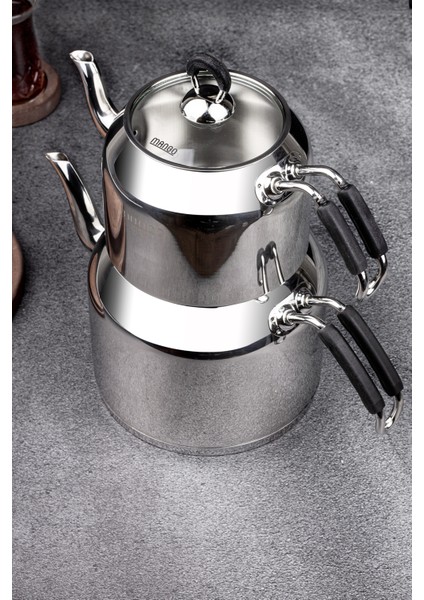 Mango Kitchen - Mini Boy 18/10 Paslanmaz Çelik 0,8-1.75 Lt. Çaydanlık Takımı