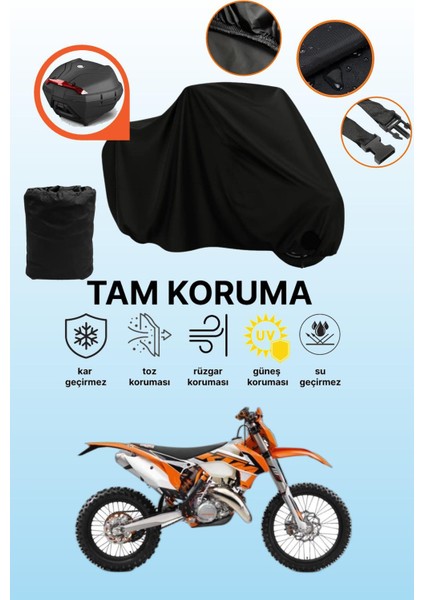 Siyah Arka Çanta Uyumlu Ktm 125 Exc Uyumlu Motosiklet Brandası, Koruyucu Örtü