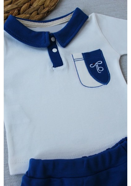 Litaetrend 3-6 6-9 9-12 Ay Efendi Nakışlı Cep Şapkalı Uzun Kollu Sweat 3lü Erkek Bebek Takımı Indigo fiyatları