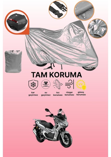 Gri Arka Çanta Uyumlu Rks Velloce 150 Uyumlu Motor Brandası, Koruyucu Örtü