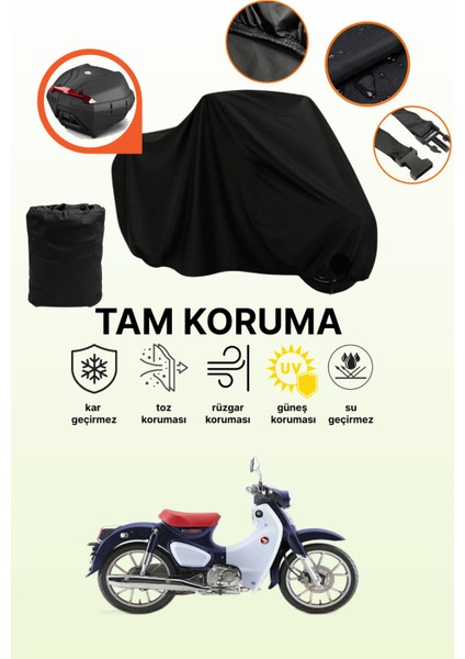 Siyah Arka Çanta Uyumlu Honda C90 Super Cub Uyumlu Motosiklet Brandası, Koruyucu Örtü