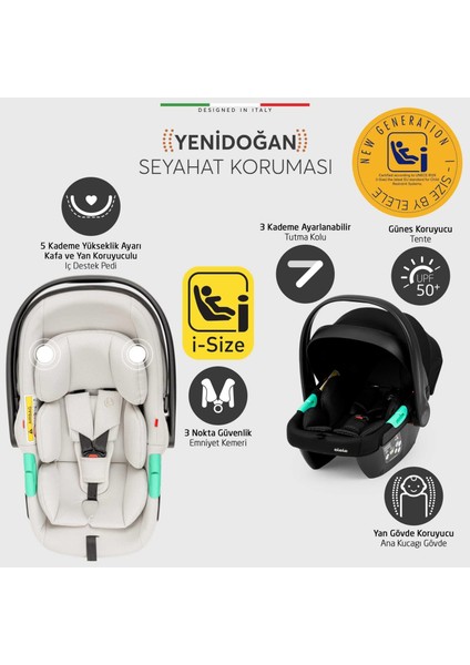 Rotativo Çift Yönlü Kabin Tipi Travel Bebek Arabası Siyah