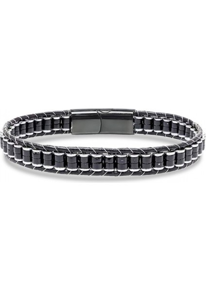 Oniks & Hematit Çelik Örgülü Deri Bileklik 9592B22D2 fırsatları