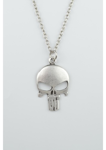 Punisher Cezalandırıcı Gümüş Kaplama Düz Zincir Kolye
