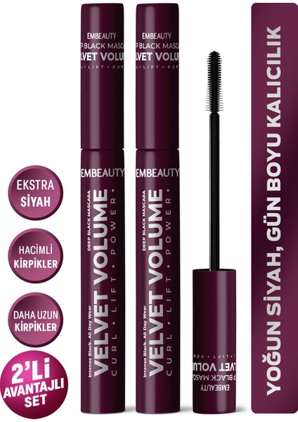 Ultra Siyah Dolgunlaştırıcı Maskara – Hacim ve Uzunluk Etkili 2ADET