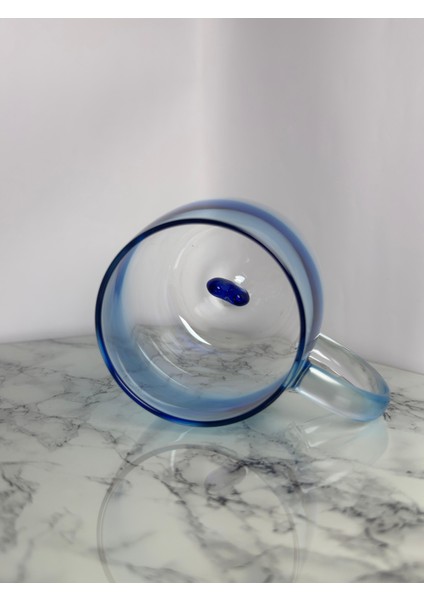 Borosilikat Mavi Kalp Desenli Bardak | Yelkovanstudio fiyatları