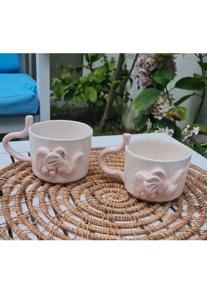 Fil Fincan Kupa El Yapımı Seramik