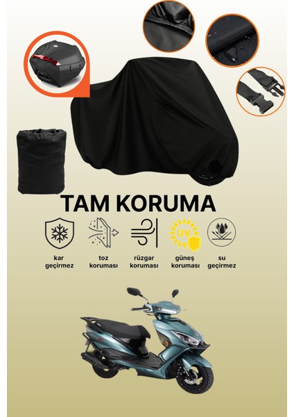 Siyah Arka Çanta Uyumlu Arora Quantum 125 Uyumlu Motosiklet Brandası, Koruyucu Örtü