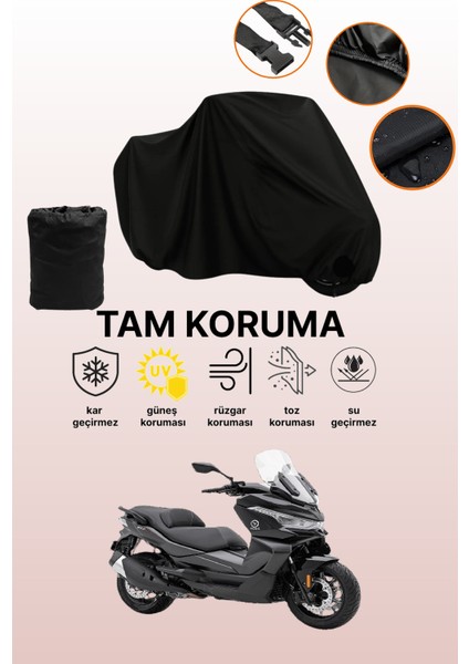 Siyah Voge Sr4 Maksi 350 Uyumlu Motor Branda, Koruyucu Örtü, Motosiklet Brandası