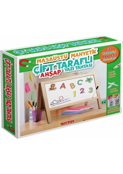 2243 Manyetik Çift Taraflı Masaüstü Ahşap Yazı Tahtası -Dıytoy indirimleri