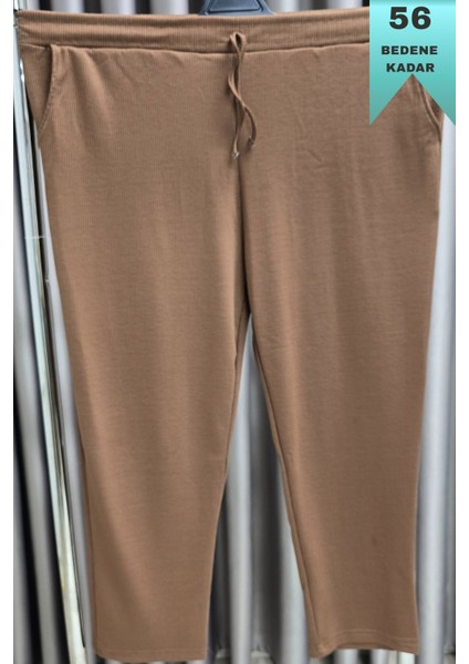 Kadın Tesettür Giyim Büyük Beden Fitilli Örme Pantolon