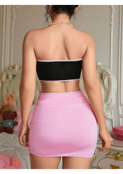 Kadın Pembe Etekli Fiyonk Detaylı Sexy Kostüm 8010 fiyatları