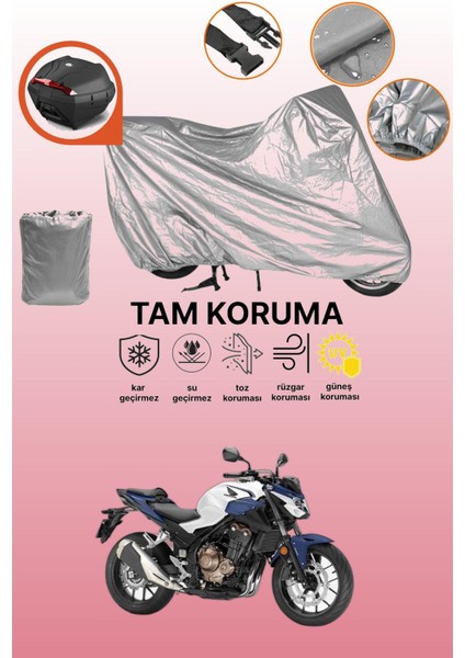 Gri Arka Çanta Uyumlu Honda Cb 500 F Uyumlu Motor Brandası, Koruyucu Örtü