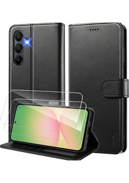 Samsung Galaxy A05S Uyumlu Ekran Koruyuculu Kılıf Kapaklı Kartlıklı Deri Görünümlü Standlı Kapak