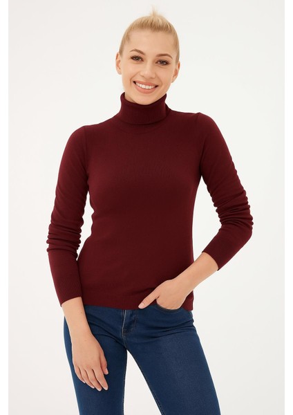 Esnek Baıkçı Yaka Kazak Bordo fiyatları