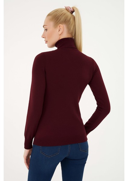 Esnek Baıkçı Yaka Kazak Bordo modelleri