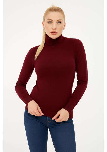 Esnek Baıkçı Yaka Kazak Bordo fırsatları