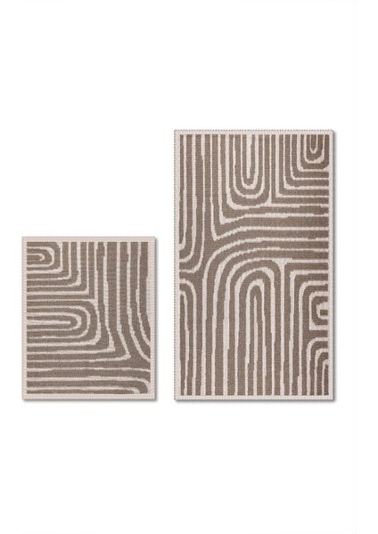 Gela Doğal Pamuklu 2'li Banyo Paspas & Halı Seti 60X100 50X60 Bej