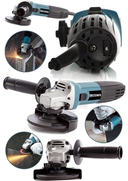 Alman 2600 W Professional 6 Kademe Devir Ayarlı Avuç Içi Taşlama Makinesi 125MM