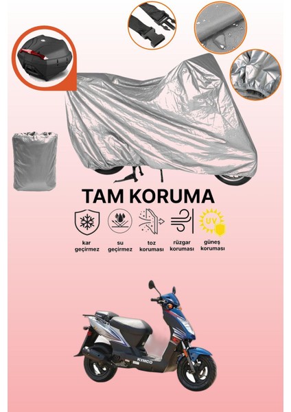 Gri Arka Çanta Uyumlu Kymco Agility 50 Uyumlu Motor Brandası, Koruyucu Örtü