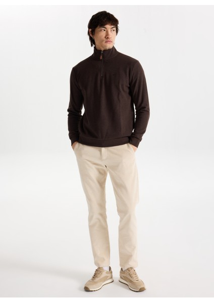Fermuarlı Yaka Koyu Kahve Erkek Sweatshırt M4WM-SWT-1560 fiyatları