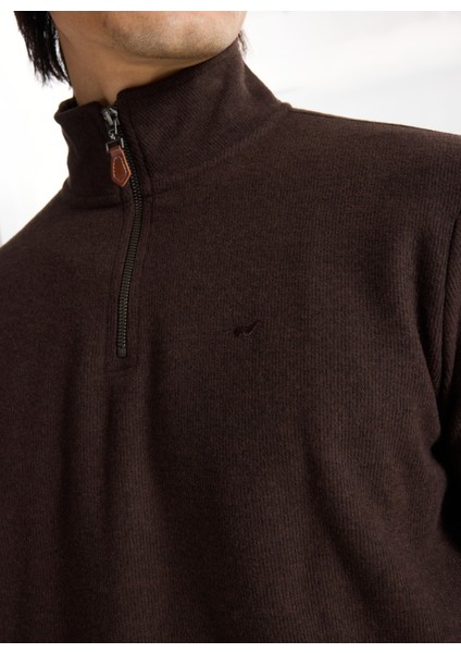 Fermuarlı Yaka Koyu Kahve Erkek Sweatshırt M4WM-SWT-1560 fırsatları