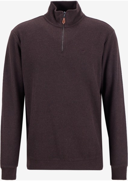 Fermuarlı Yaka Koyu Kahve Erkek Sweatshırt M4WM-SWT-1560