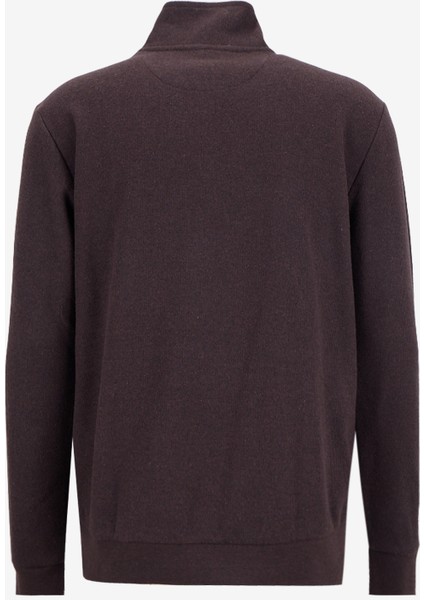 Fermuarlı Yaka Koyu Kahve Erkek Sweatshırt M4WM-SWT-1560