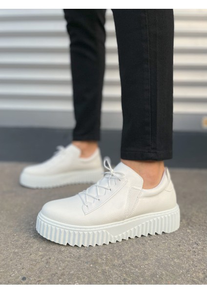 JY502 Bold Bağcıklı Cilt Erkek Günlük Sneaker Ayakkabı Cbt - Beyaz fiyatları