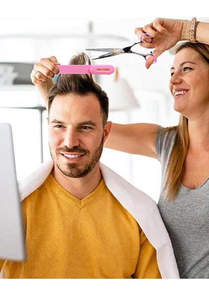 Saç Kesme & Kakül Düzeltme Seti – 3’lü Profesyonel Bangs Trimming Ruler Set (2 Adet Kakül Cetveli + 1 Adet Saç Inceltme Makası) | Abs + Paslanmaz Çelik, Düz & Kavisli Klips, Terazi Göstergeli modelleri