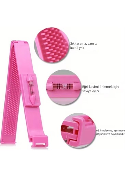 Saç Kesme & Kakül Düzeltme Seti – 3’lü Profesyonel Bangs Trimming Ruler Set (2 Adet Kakül Cetveli + 1 Adet Saç Inceltme Makası) | Abs + Paslanmaz Çelik, Düz & Kavisli Klips, Terazi Göstergeli indirimleri
