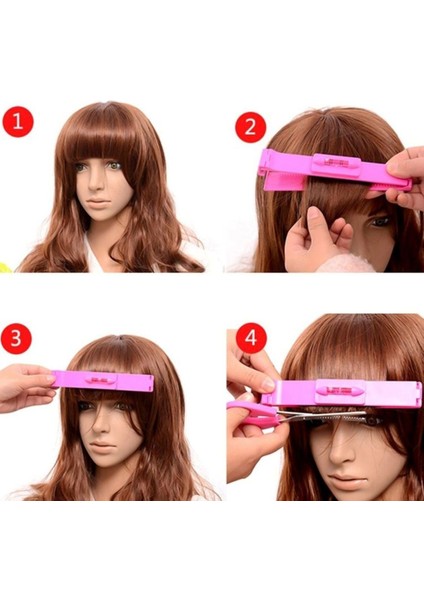 Saç Kesme & Kakül Düzeltme Seti – 3’lü Profesyonel Bangs Trimming Ruler Set (2 Adet Kakül Cetveli + 1 Adet Saç Inceltme Makası) | Abs + Paslanmaz Çelik, Düz & Kavisli Klips, Terazi Göstergeli