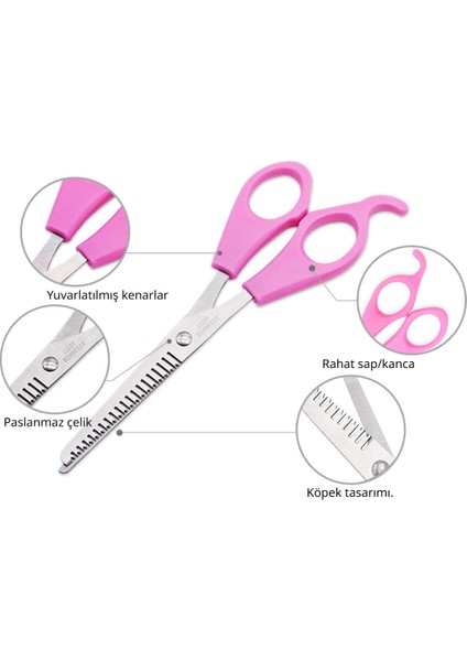 Saç Kesme & Kakül Düzeltme Seti – 3’lü Profesyonel Bangs Trimming Ruler Set (2 Adet Kakül Cetveli + 1 Adet Saç Inceltme Makası) | Abs + Paslanmaz Çelik, Düz & Kavisli Klips, Terazi Göstergeli