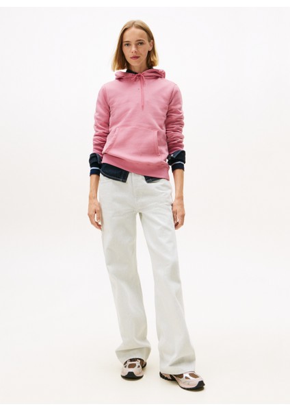 Kapüşon Yaka Düz Pembe Kadın Sweatshırt DW0DW21963THC fiyatları