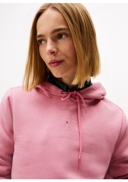 Kapüşon Yaka Düz Pembe Kadın Sweatshırt DW0DW21963THC