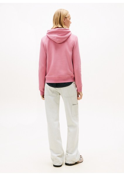 Kapüşon Yaka Düz Pembe Kadın Sweatshırt DW0DW21963THC