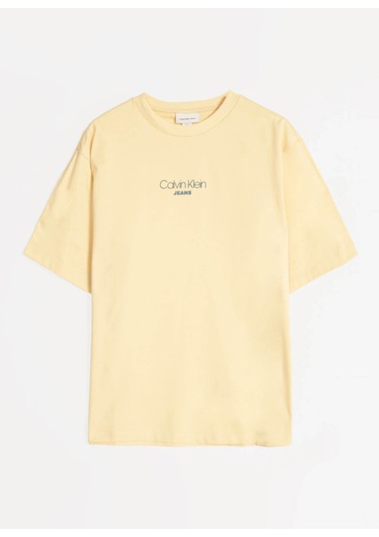 Bisiklet Yaka Baskılı Sarı Erkek T-Shirt LV04RC851GRM9 Ss 16S Rlxd Fıt Ckj G