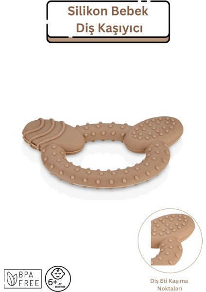 Silikon Bebek Diş Kaşıyıcı - Moka