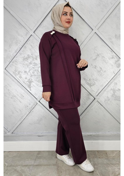 Kadın Düğme Detaylı Nervür Dikim Tesettür Takım fiyatları