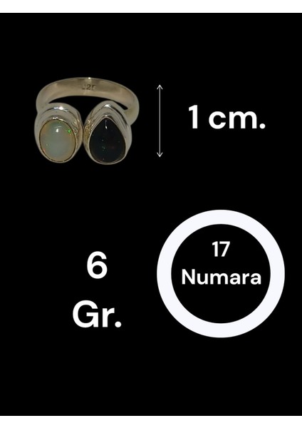 El Işçiliği Siyah ve Beyaz Opal Taşlı 925 Ayar Gümüş Kadın Yüzük – 17 Numara modelleri