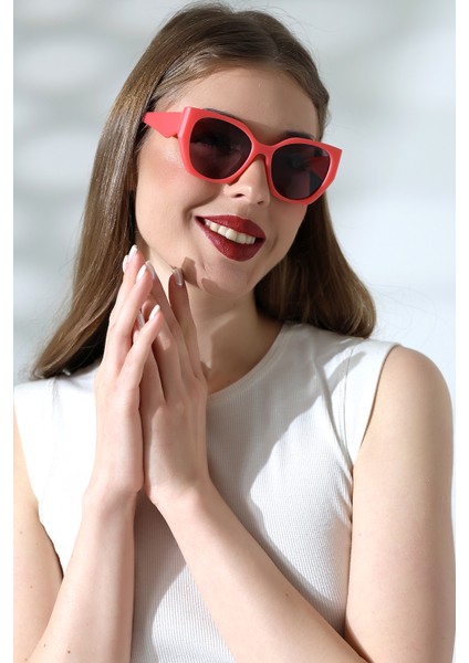 Kadın Oval Pembe Renkli Cam Mat Güneş Gözlüğü Garson Boy fiyatları