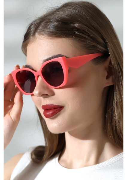 Kadın Oval Pembe Renkli Cam Mat Güneş Gözlüğü Garson Boy modelleri