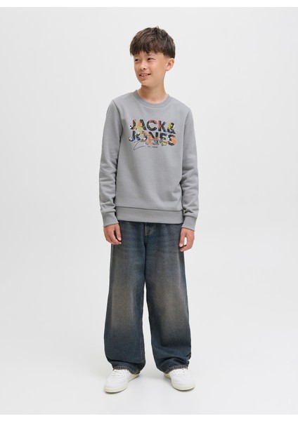 Baskılı Erkek Çocuk Gri Sweatshırt 12279606